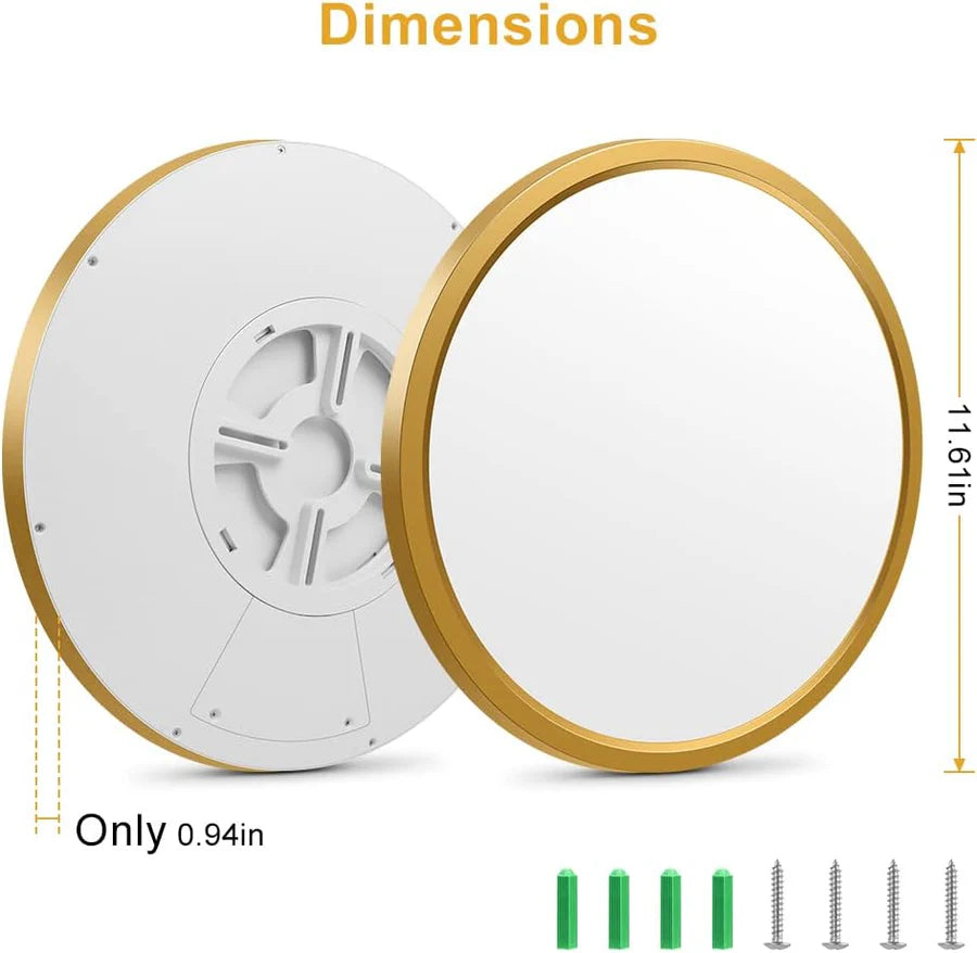 9 Inch 18W White / Gold Round Ceiling Light – AC 110–130V | 3000K / 4500K / 5000K / 6500K | Flush Mount Ceiling Light for Modern Home Lighting | 1-Pack – Local Stock (US)