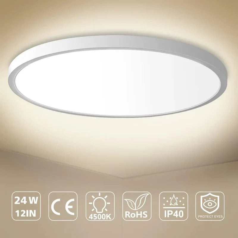 12 Inch Round 24W White LED Ceiling Light, 3000K / 4500K / 5000K / 6500K Flush Mount Ceiling Light Local Stock (US/UK/DE)