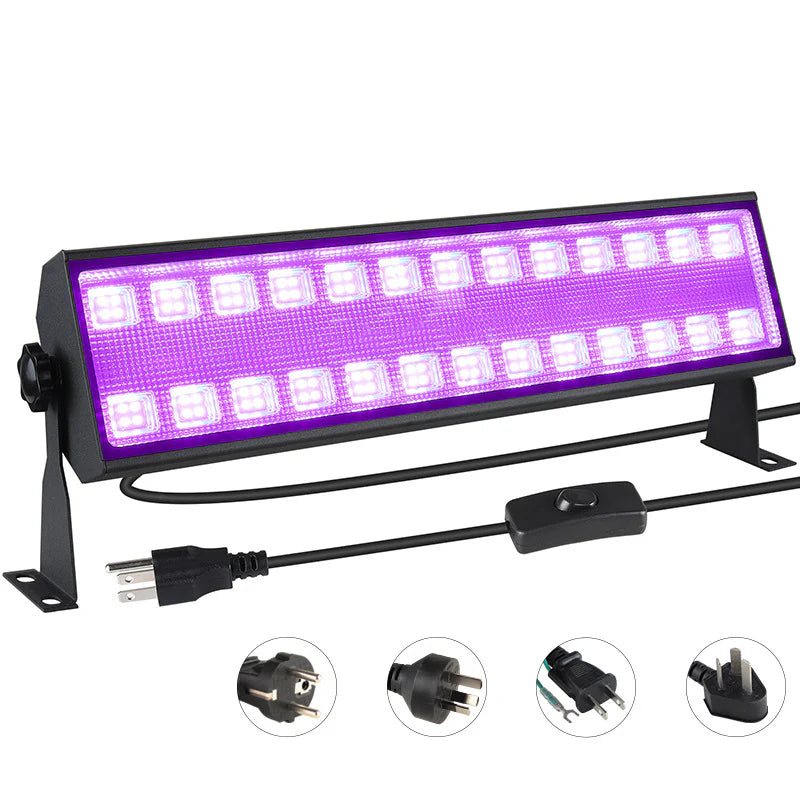 LightingWill 100W UV LED Wall Washer Light – AC85-265V | 395–400nm Black Light | Plug-in with On/Off Switch | Fluorescent Effect for Stage, Party & Event Lighting | 1 / 2-Pack