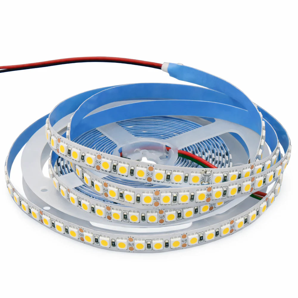 SMD5050 Single Color LED Strip Light | 5M | DC 12V | 120 LEDs/m | 10mm PCB | High Brightness Low Voltage LED Tape | Non-Waterproof | Warm White / Natural White / Cool White