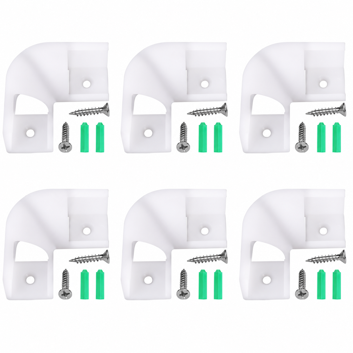6-Pack 90° Corner Connectors for V-Shape LED Aluminum Channels with Screws