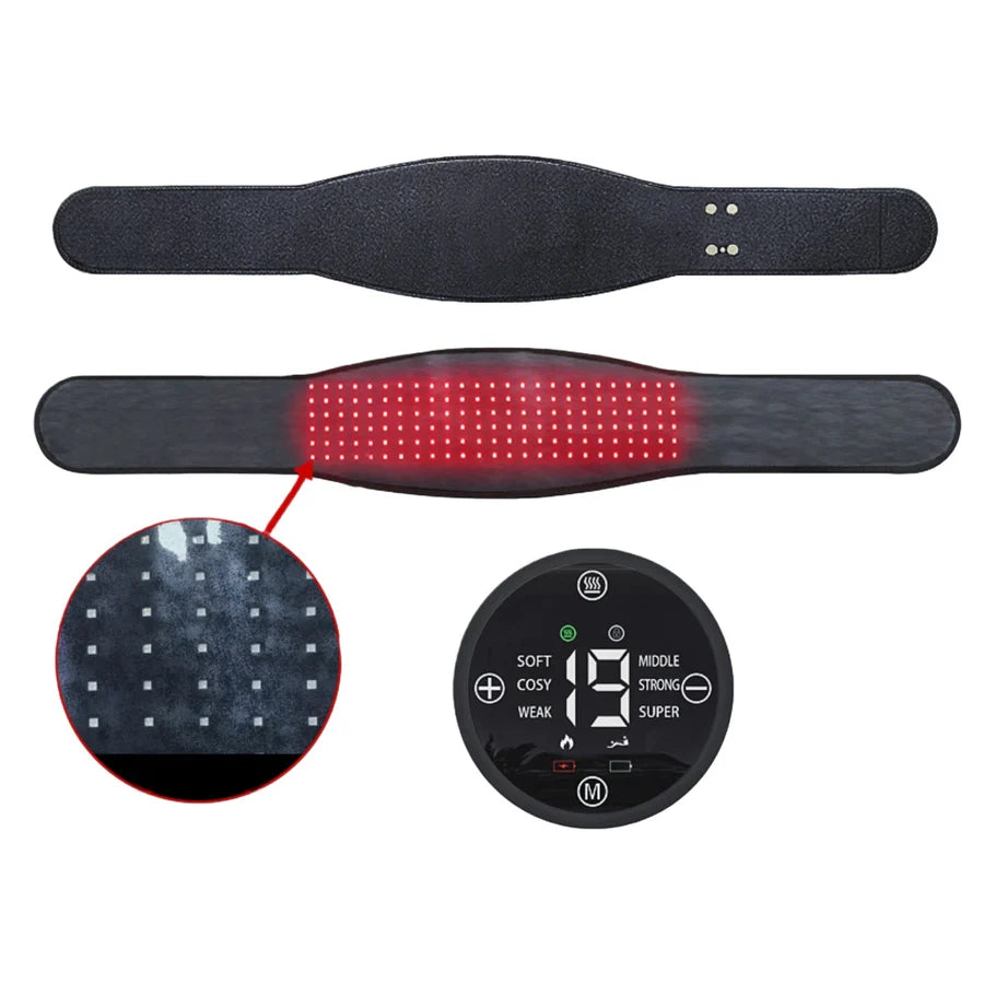 Infrared Therapy Heating Belt – Wireless Near Infrared Waist Belt | 2000mAh Battery | Digital Display | Transparent Film | With / Without Remote Control | Type-C Charging | for Back & Waist Pain Relief