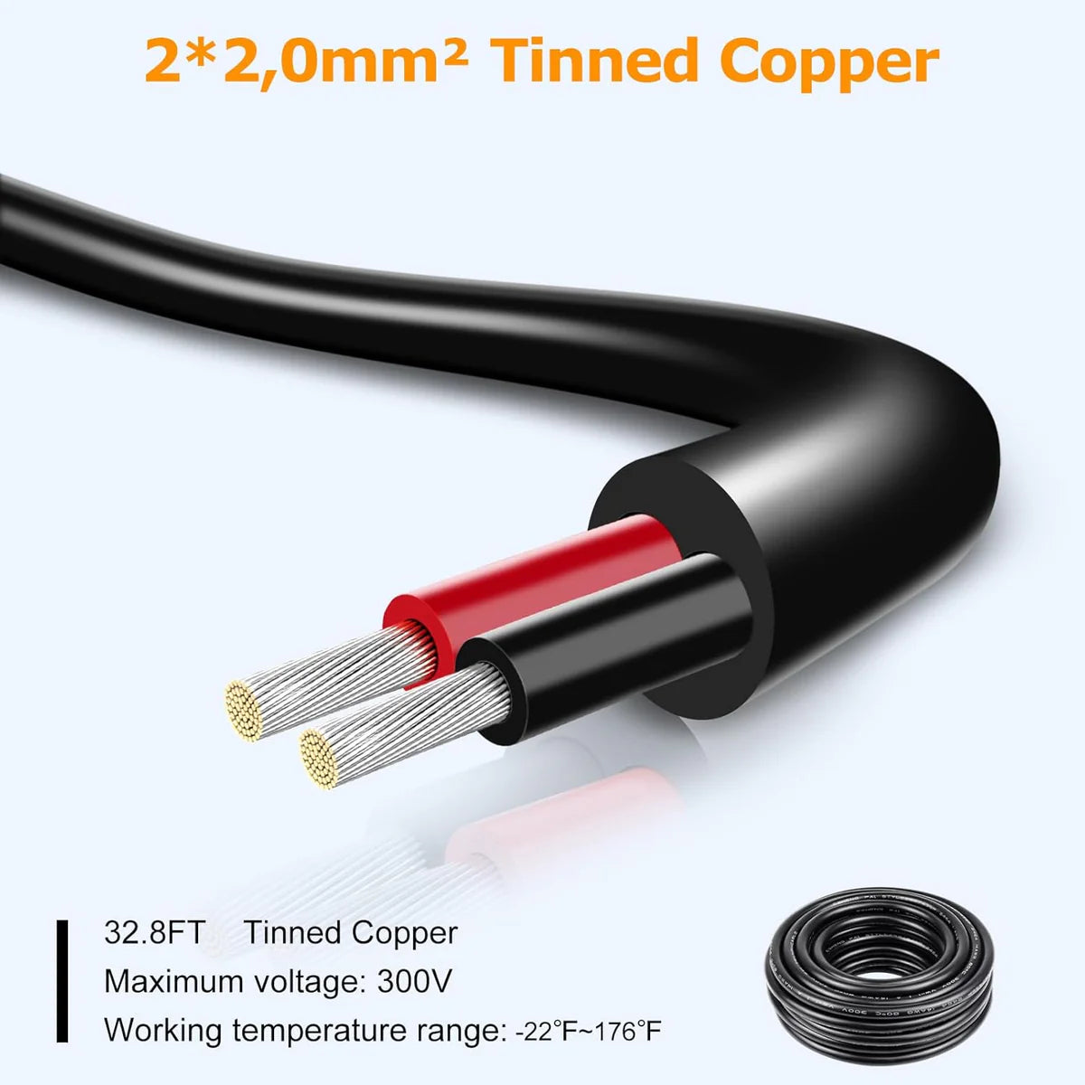 14 AWG 2/3/4/5 Conductor Black/White PVC Insulated Copper Cable – Multi-Core Flexible Wire for LED Installation – 10m (33ft)