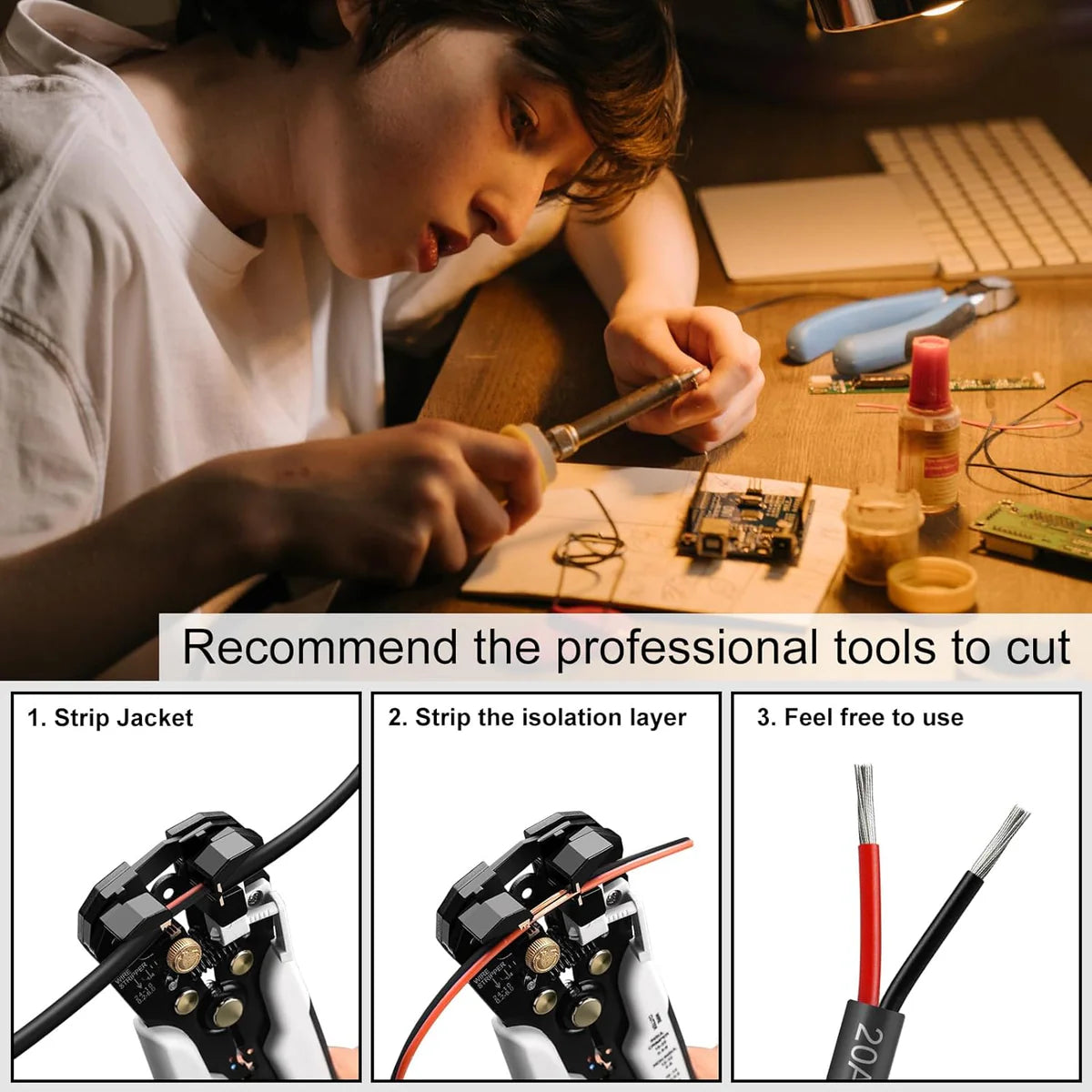14 AWG 2/3/4/5 Conductor Black/White PVC Insulated Copper Cable – Multi-Core Flexible Wire for LED Installation – 10m (33ft)