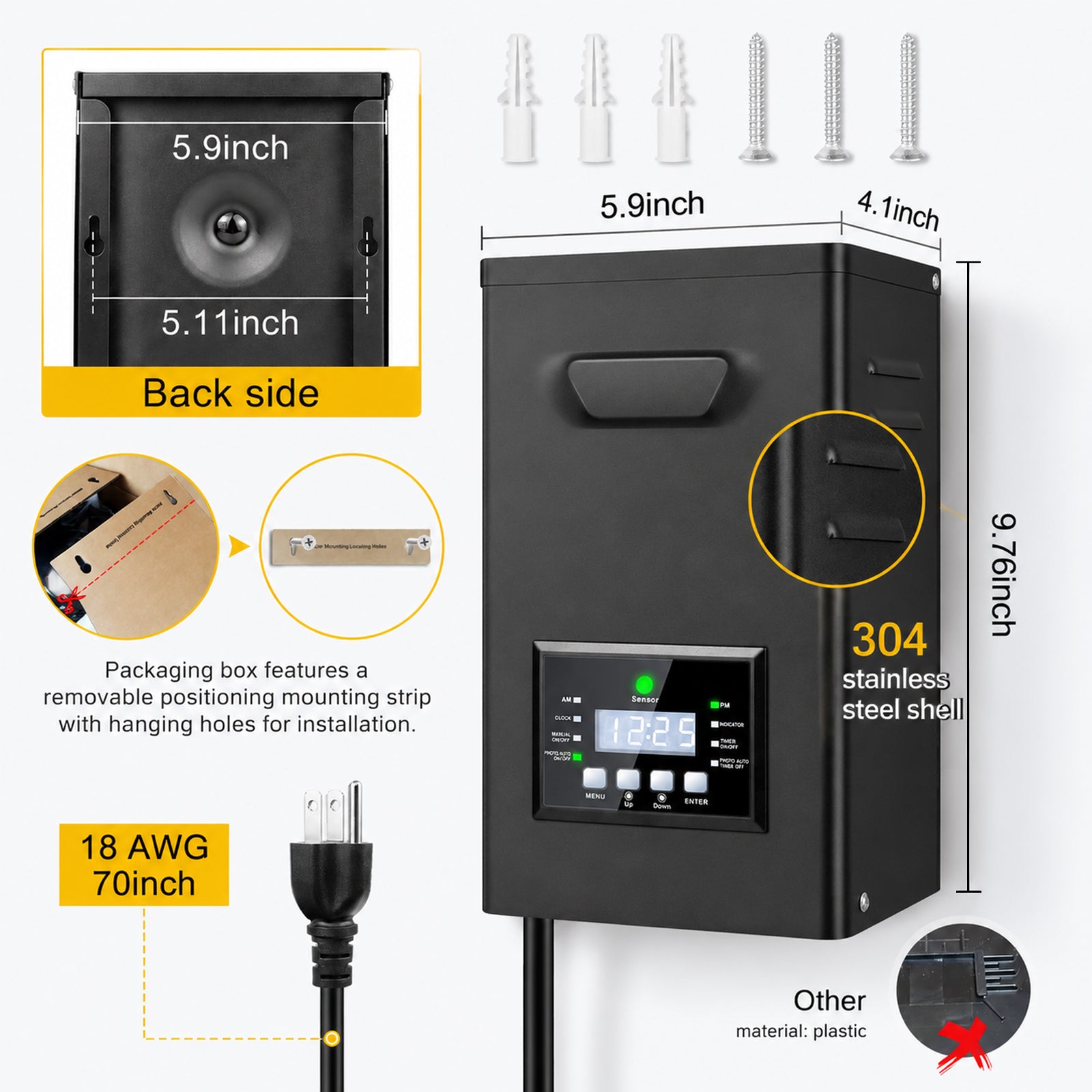 200W/250W Landscape Lighting Transformers – 120V to 12V/15V AC, Single Zone, Timer & Internal Photocell, Power Supply for Landscape Lighting Systems