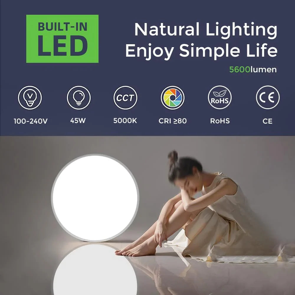 12 Inch 24W Wood Grain Round Ceiling Light – AC 220–240V | 3000K / 4500K / 5000K / 6500K | Flush Mount Ceiling Light for Warm Natural Lighting | 1-Pack – Local Stock (UK/DE)
