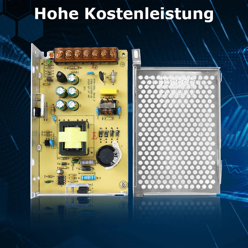 DC 5V 10W–300W Switching Power Supply, AC 110/220V Input, LED Strip Driver Transformer, Industrial Metal Case with Terminals, CE/FCC/RoHS Certified (300W with Cooling Fan)