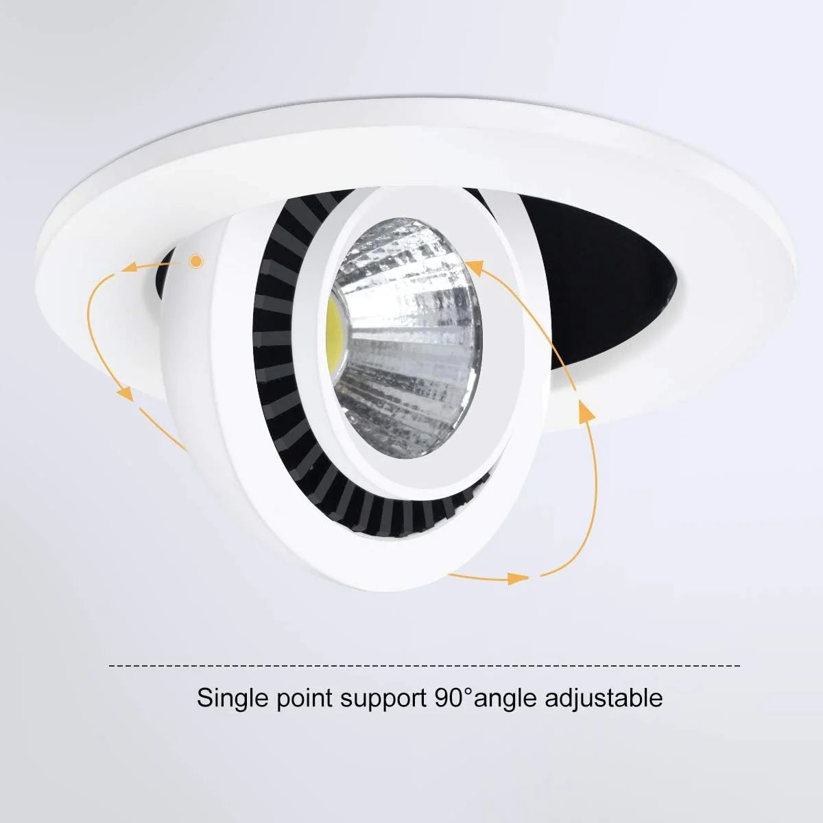 3W/5W/7W Eyeball Gimbal COB LED Downlight, 2700K–6000K, White Housing, TRIAC Dimmable, 100–130V / 200–240V - 4 Pack for Home & Accent Lighting