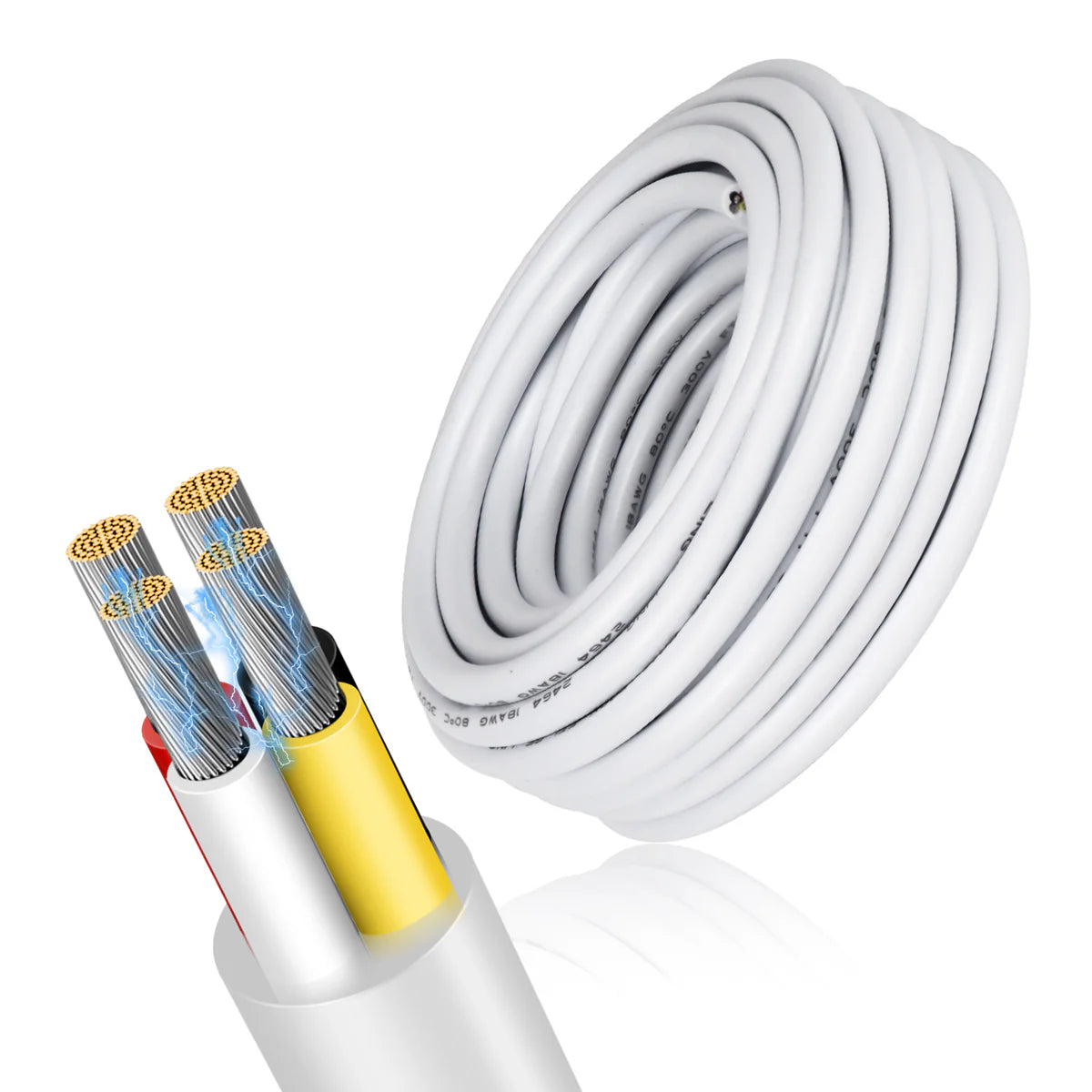 14 AWG 2/3/4/5 Conductor Black/White PVC Insulated Copper Cable – Multi-Core Flexible Wire for LED Installation – 10m (33ft)