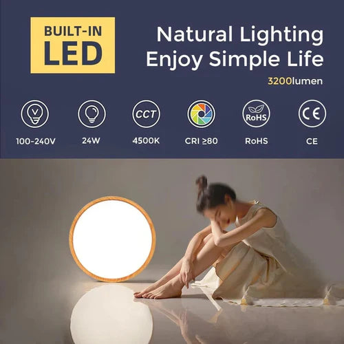 12 Inch 24W White / Black / Wood Grain Round Slim LED Ceiling Lights – AC 220–240V | 3000K / 4500K / 5000K / 6500K | Flush Mount Ceiling Light for Modern Home Lighting | 1-Pack – Local Stock (UK/DE)