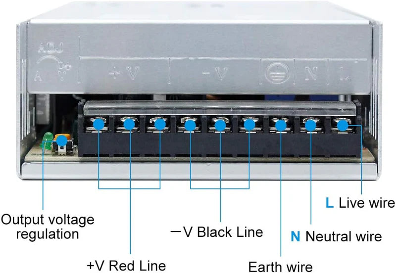 High Power DC 12V/24V 300W–600W Switching Power Supply, AC 110/220V Input, LED Driver Transformer, Metal Case with Cooling Fan, CE/FCC/RoHS Certified