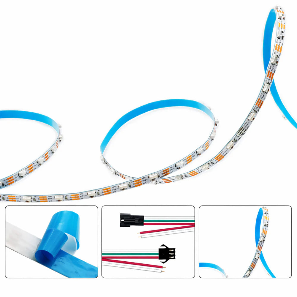 LightingWill Side Emitting SMD4020 RGB LED Strip Light - DC12V | 60 LEDs/M | 5mm PCB | Non-Waterproof | 5/50M | for Mirror, Kitchen Cabinet, Bedroom