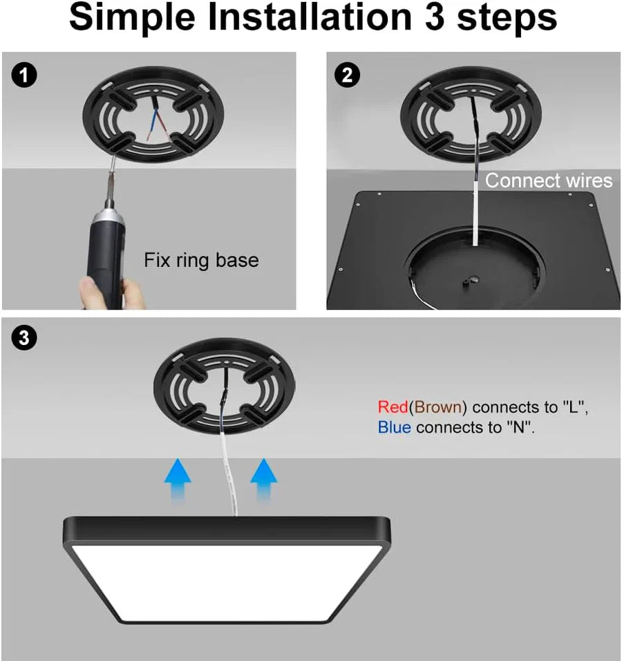 9 Inch 18W White / Black Square Ceiling Light – AC 110–130V | 3000K / 4500K / 5000K / 6500K | Flush Mount Ceiling Light for Modern Home Lighting | 1-Pack – Local Stock (US)
