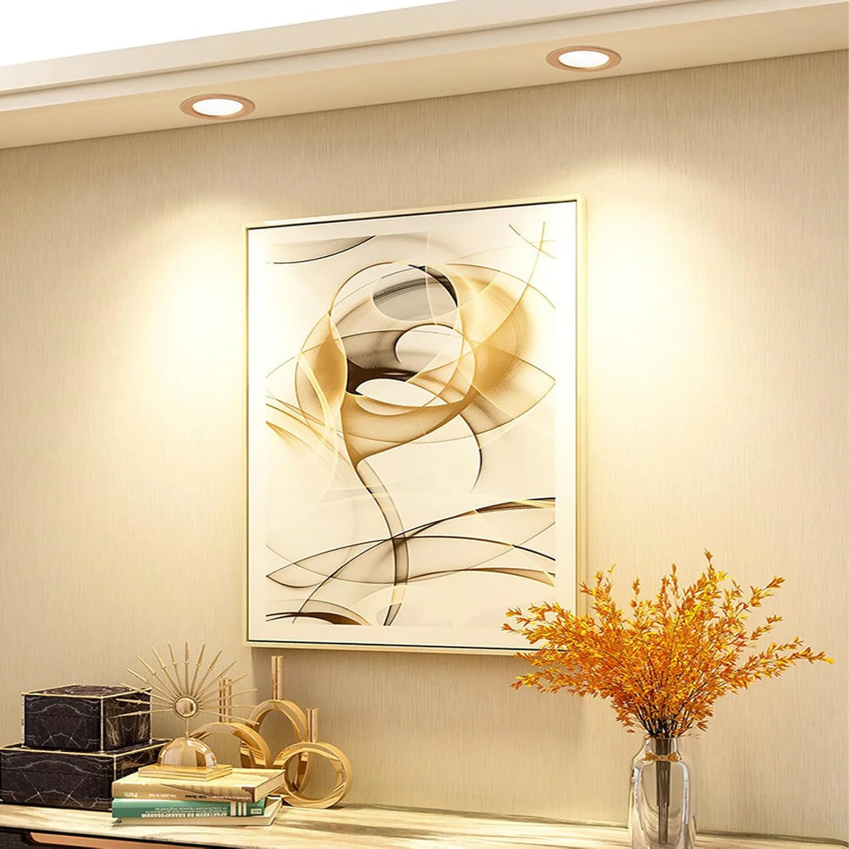 ECO-1 Series Frosted LED Downlight – Gold Housing – TRIAC Dimmable – 3W/5W – 4-Pack – 2700K–6000K – 100–130V