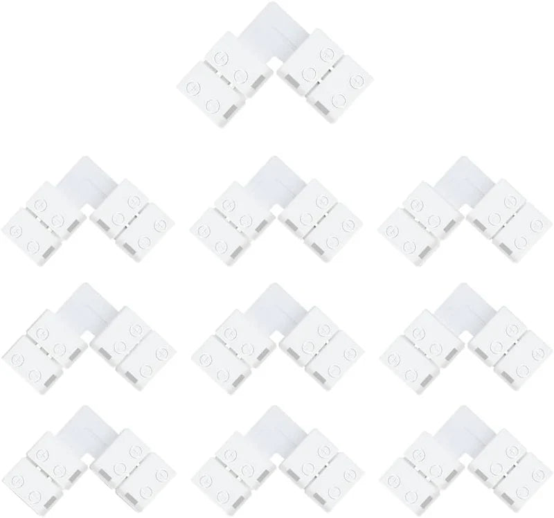 LightingWill LED Strip Connector Kit 8mm 2Pin Solderless Assortment, LED Light Strip Connector Kit Strip to Wire Strip to Strip L T DC Plug Set, Local Stock US UK