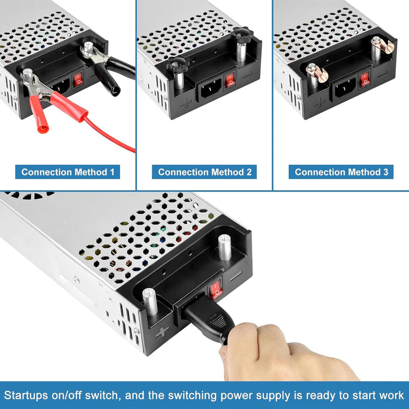 Upgrade DC 12V 360W–720W (30A–60A) Switching Power Supply, AC 110/240V Input Converter & Transformer, Cooling Fan Design, LED Driver Adapter for Strip Lights, 3D Printer, Radio — US/UK/EU Plug Options, CE/FCC/RoHS Certified