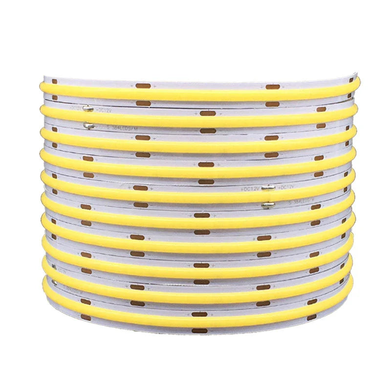 COB LED Strip Light 12V/24V 320/480/512LEDs/M, 8mm Flexible Dot-Free LED Tape, CRI80+ High Brightness Non-Waterproof, 3000K/4000K/6500K & RGB Colors for Cabinet Kitchen Lighting, 5M/10M Pack