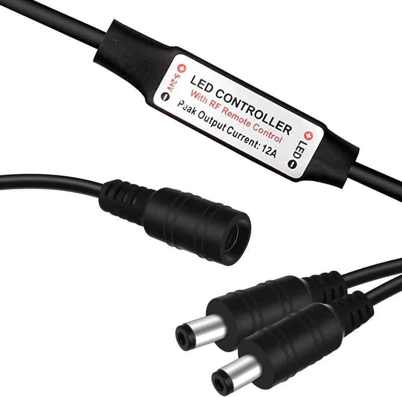 LightingWill LED Strip Controller DC5V-24V RF Remote Dimmer Black Wireless LED Controller for Single Color 5050 3528 LED Strips