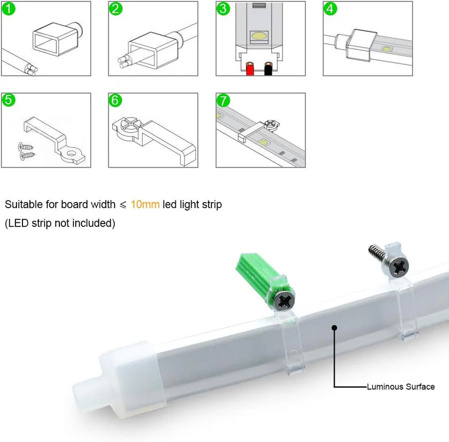 Neon Light Housing – S1616 | 16x16mm Silicone LED Channel System | IP67 Waterproof | 12mm PCB Width | 16.4FT/5M | Local Stock US/UK/DE