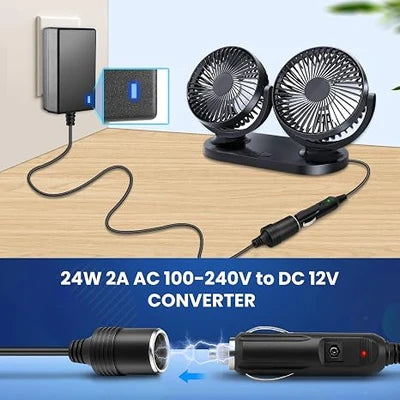 DC 12V Cigarette Lighter Plug-in LED Adapter 24W, AC 100–240V to 12V Converter Transformer - US Plug for Car Accessories, Portable Devices and LED Lighting
