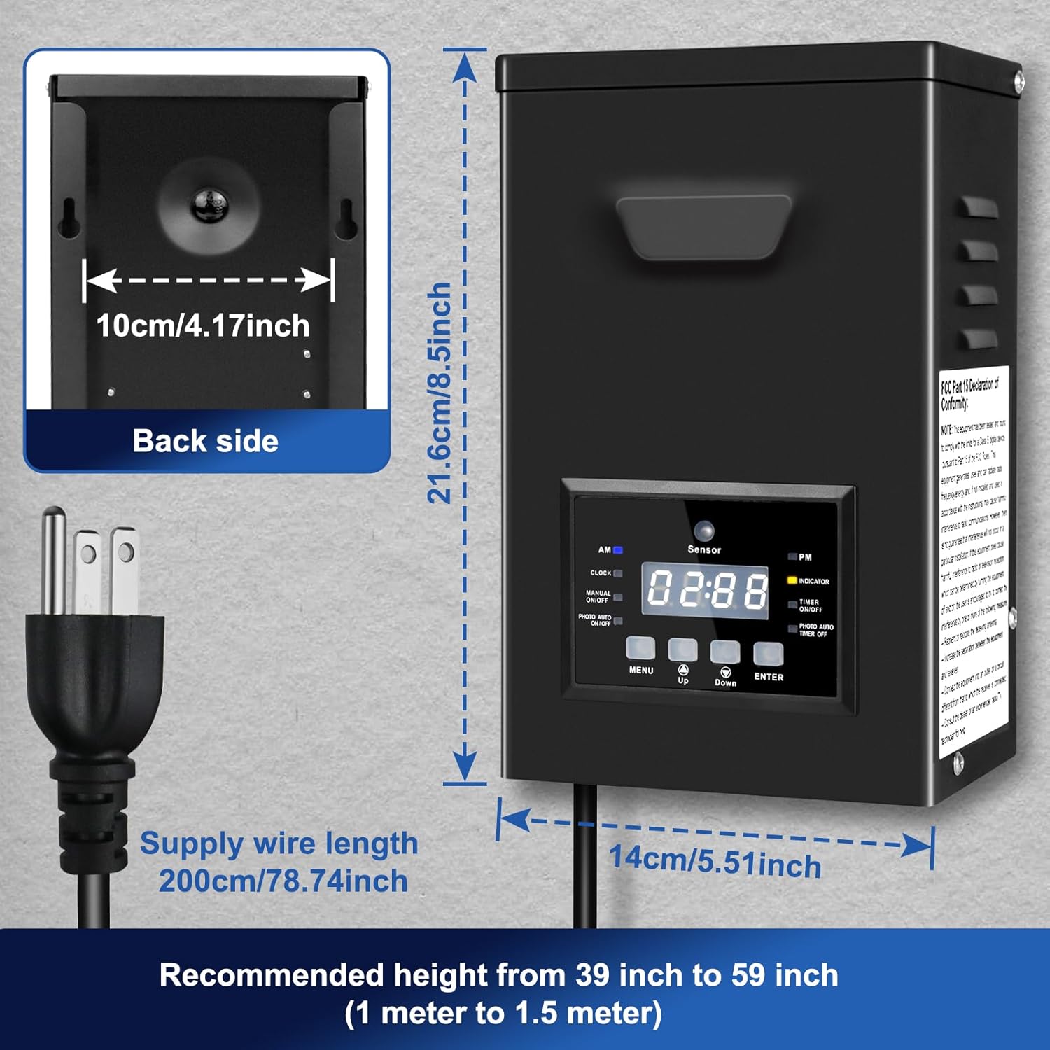 250W Low Voltage Landscape Transformer, 120V AC to 12V/15V(14V) AC Landscape Lighting Transformer with Photocell Sensor & Timer, Weatherproof Outdoor Transformer for Landscape Lighting,Spotlight