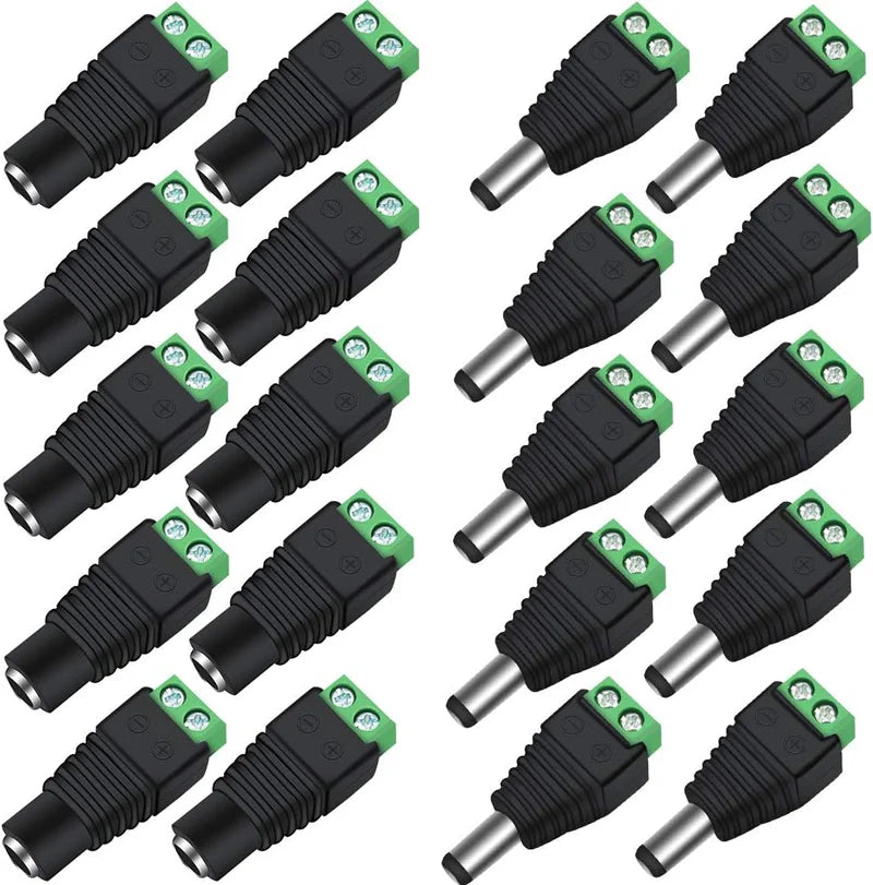 LightingWill DC Power Jack Adapter 2.1x5.5mm Barrel Connector, LED Strip Power Adapter Male Female Male+Female Plug Connector, Bulk 500pcs MOQ Factory Direct