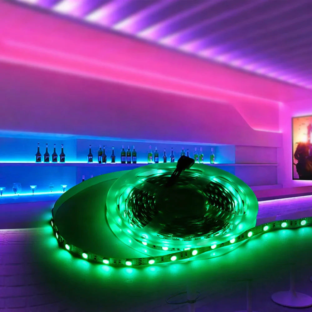 LightingWill 8MM Wide SMD5050 RGB LED Strip Light - DC12V | 60 LEDs/M | 8mm PCB | Non-Waterproof | 5/50M | for Mirror, Kitchen Cabinet, Bedroom