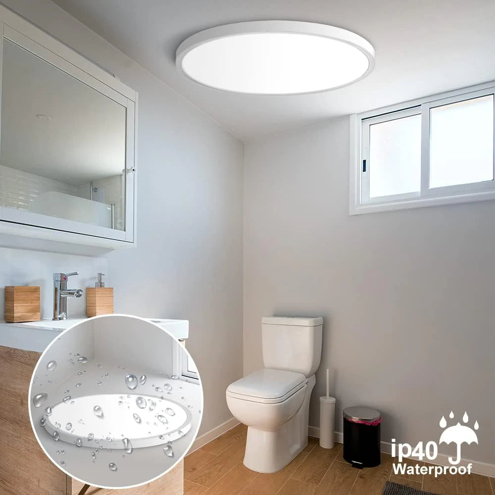 24 Inch 45W White Round Ceiling Light – AC 110–130V | 3000K / 4500K / 5000K / 6500K | Flush Mount Ceiling Light for Large Room Lighting | 1-Pack – Local Stock (US)