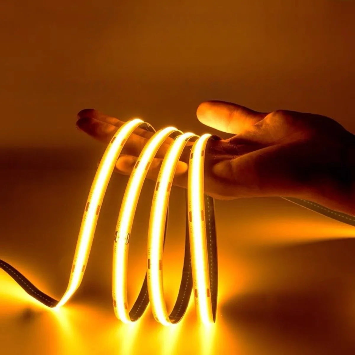 COB LED Strip Light 12V/24V 320/480/512LEDs/M, 8mm Flexible Dot-Free LED Tape, CRI80+ High Brightness Non-Waterproof, 3000K/4000K/6500K & RGB Colors for Cabinet Kitchen Lighting, 5M/10M Pack