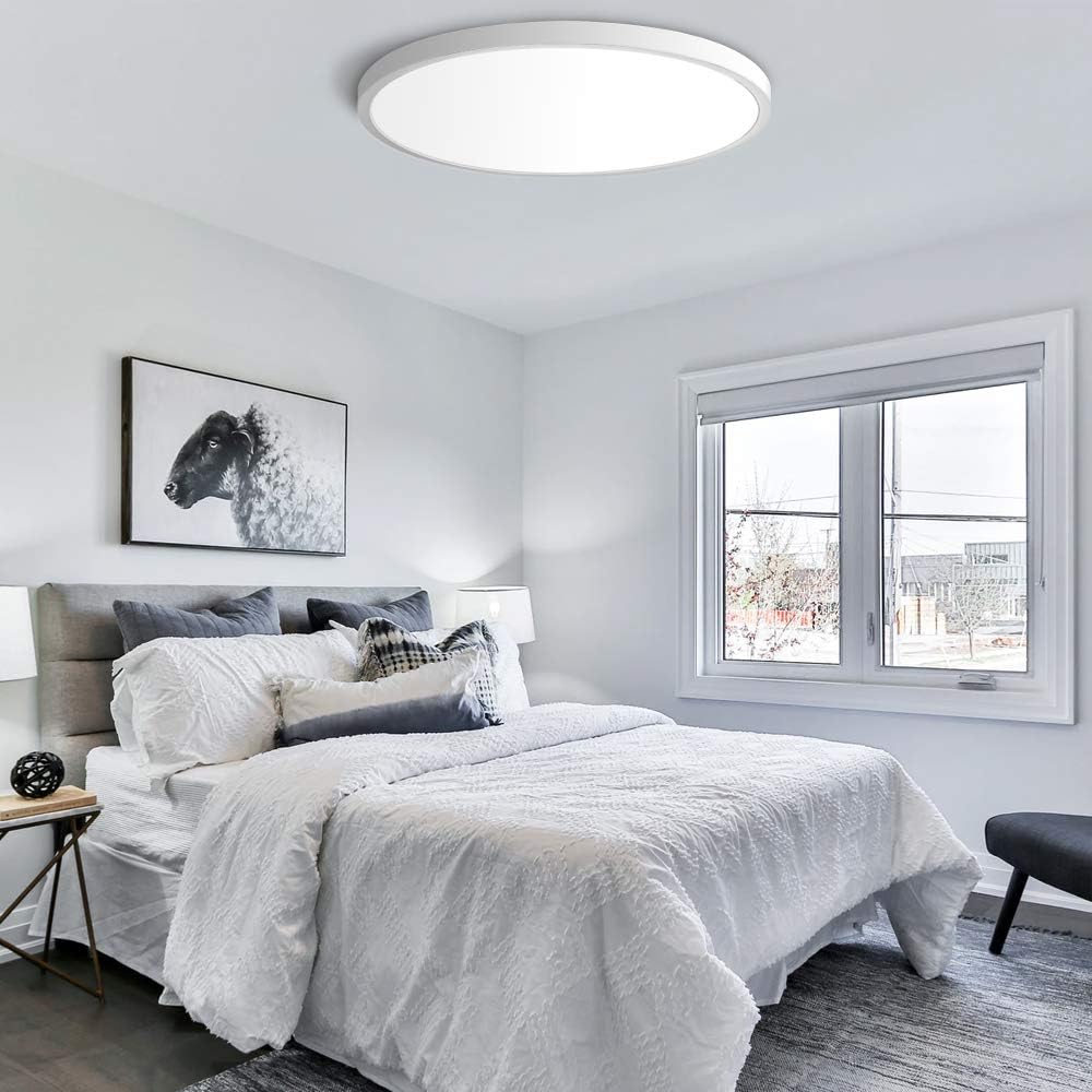 24 Inch 45W White Round Ceiling Light – AC 110–130V | 3000K / 4500K / 5000K / 6500K | Flush Mount Ceiling Light for Large Room Lighting | 1-Pack – Local Stock (US)