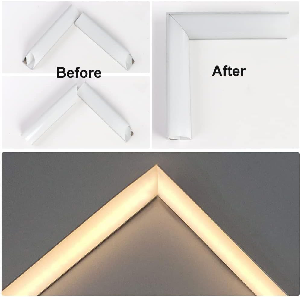 6-Pair V02 90° Corner Connector Set for V-Shape LED Aluminum Channel, Silver, with Diffuser