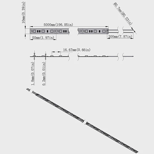 730–735nm SMD5050 DC12V Infrared LED Strip Light – High Power Far Red for Plants, 30/60/120 LEDs/m, 5 Meters, IP00/IP65