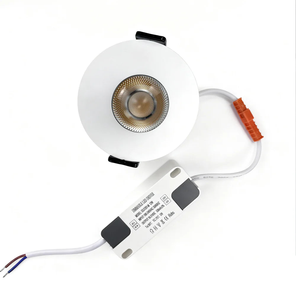 CDG-EU Curved Reflector 12W (3″) Deep Anti-Glare Full Spectrum LED Downlight | 200–240V | 4/12 Pack | 3000K / 4000K / 5000K | 24° Beam | White Housing | CRI>95 | Architectural Recessed Lighting