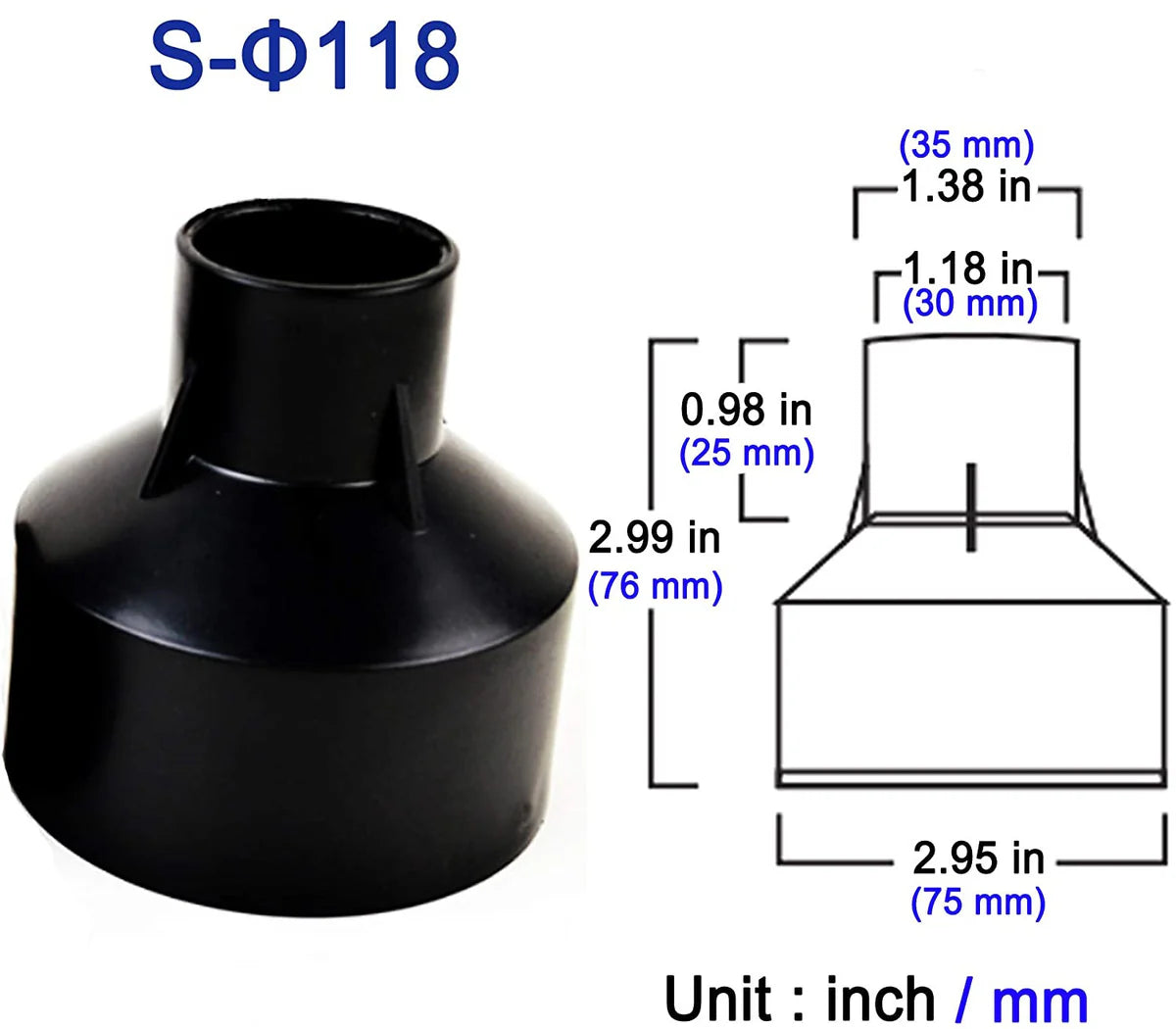 4pcs Pack Embedded Parts, Plastic Horn Shape, Black Built-in Fitting | Waterproof Outdoor/Indoor Pre-embedded Inserts | for LED Inground/Step Stair/Underwater Swimming Pool Lights