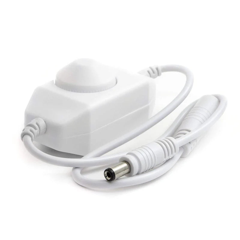 LightingWill LED Strip Dimmer DC12V 24V 6A Rotary Switch LED Controller Black White for Single Color LED Strips