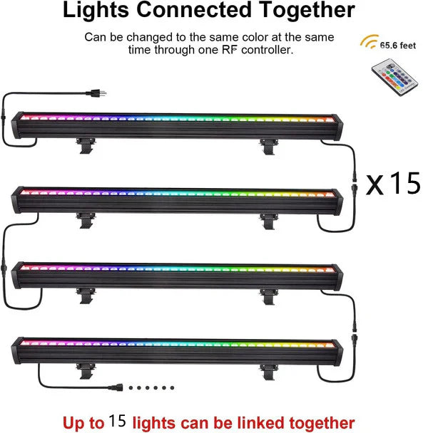 LightingWill Linkable 7060 Linear RGB LED Wall Washer – AC85-265V | 36W | Waterproof Color Changing Wall Wash Light | 24-Key RF Remote Control | for Indoor & Outdoor Architectural Lighting