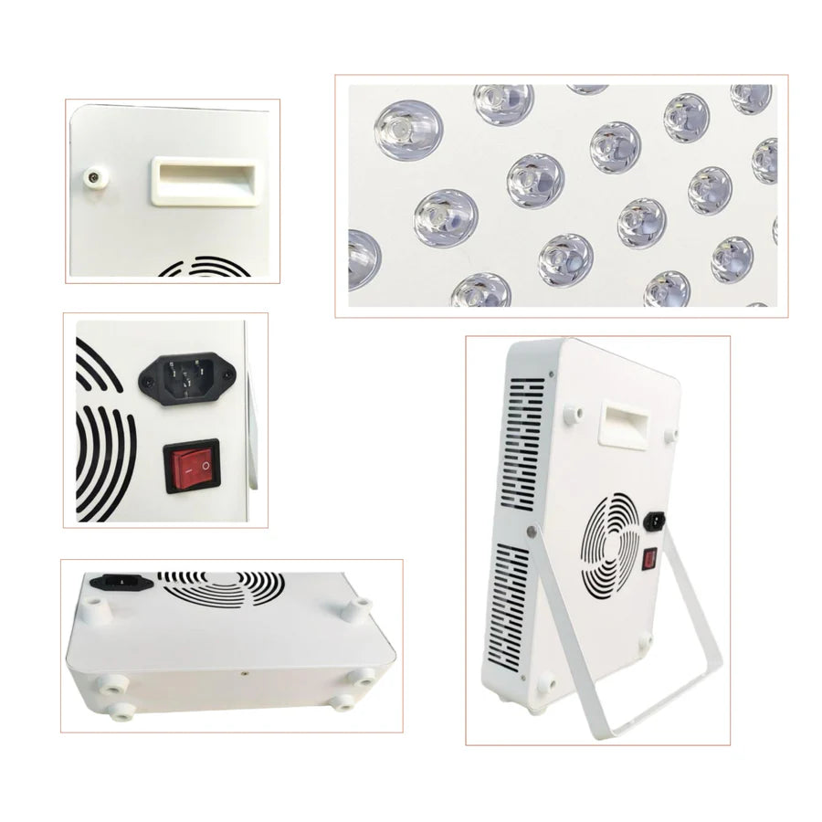 350W Touch Screen Infrared Therapy Lamp – Red 660nm & Green 530nm & IR | 3-Channel Independent Control | Dimmable Timer | AC100–240V | Desktop / Hanging Mount | for Skin Care | Goggles Included | US / EU / UK / AU Plug