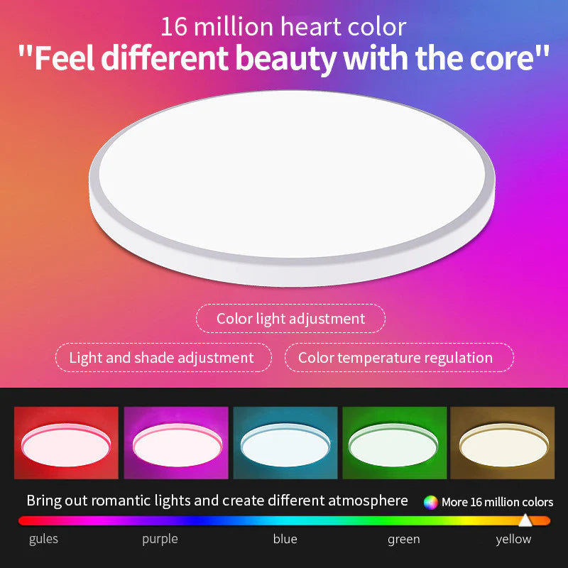 12 Inch 24W White / Black Smart RGBCW Round Slim LED Ceiling Lights – AC 110–130V | RGB Color Changing, 2700K–6500K Adjustable with Dimmable Brightness | Compatible with Alexa/Google Home/APP Control WiFi Light for Bedroom/Kids Room/Party – 2-Pack