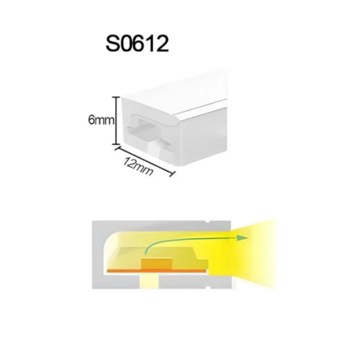 S0612 Side Edge Lighting Neon Light Housing – 6x12mm | Silicone LED Channel System | 8mm PCB Width | IP67 Waterproof | 16.4FT/5M | Local Stock US/UK/DE