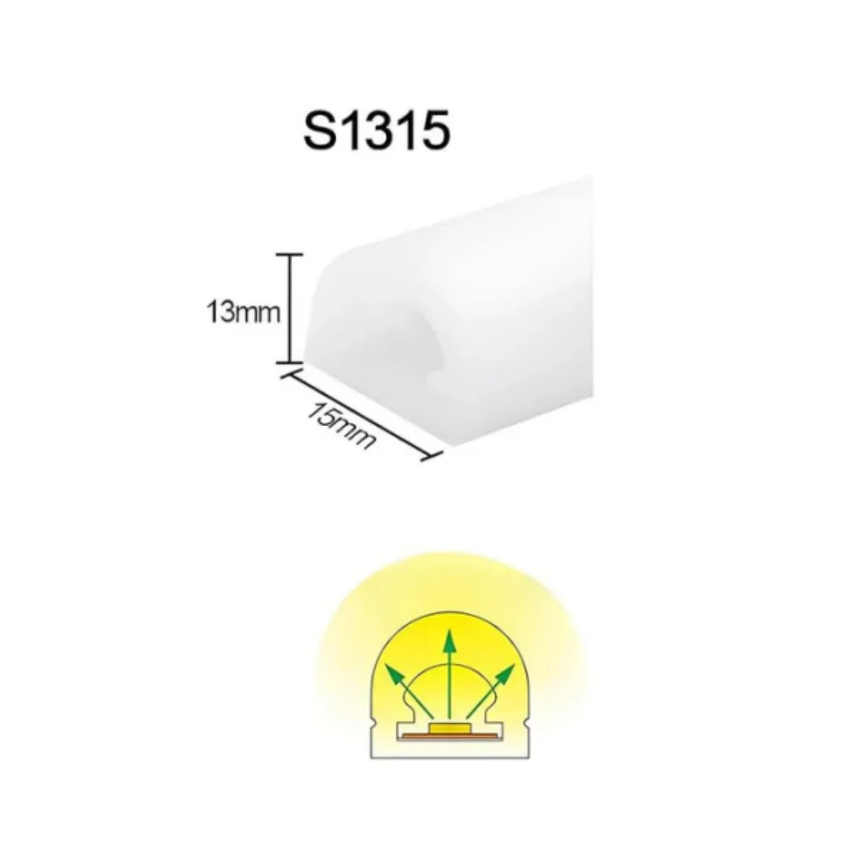 Neon Light Housing – S1315 | 13x15mm Silicone LED Channel System | IP67 Waterproof | 10mm PCB Width | 16.4FT/5M | Local Stock US/UK/DE