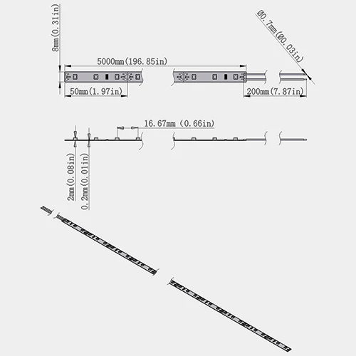 LightingWill 365–370nm SMD2835 UV LED Strip Light – 60/120/240 LEDs/m, 5M (16.4FT), DC12V, Non-Waterproof/IP67