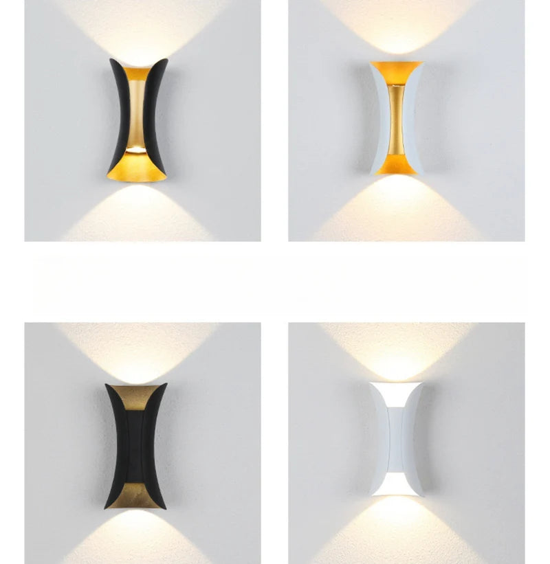 LightingWill LED Wall Light 6W 10W 20W 30W Outdoor Waterproof Wall Sconce 3000K 6500K Black White Gold Up Down Wall Light IP65 Aluminum Porch Garden Balcony Indoor 2 Pack