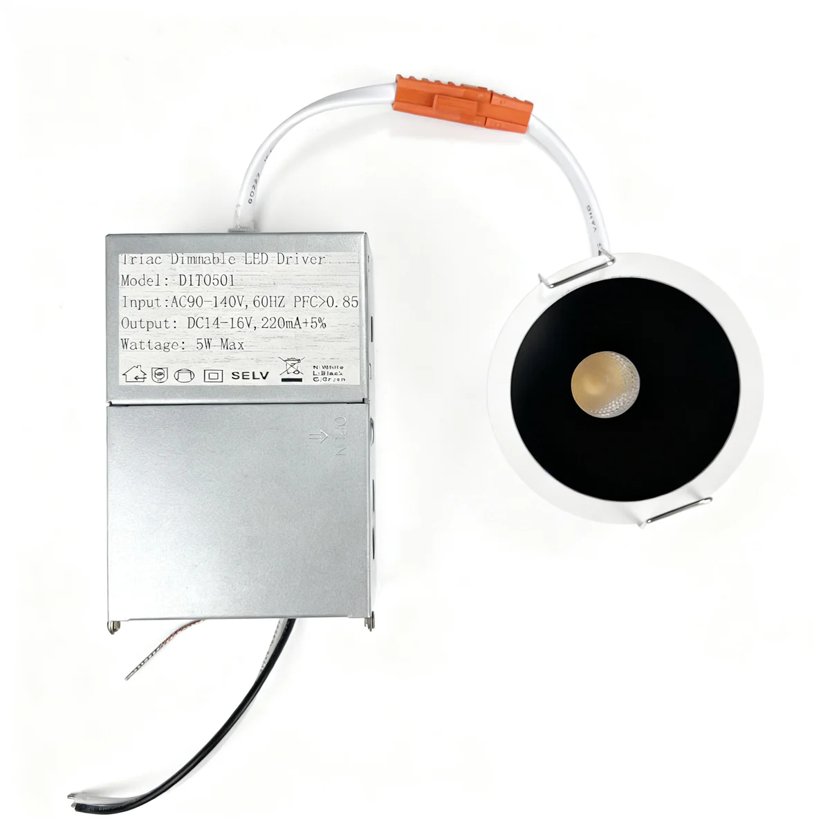 PRO Downlight PRO-1C Series Deep Recessed Anti-Glare Full Spectrum LED Downlight | AC 100–130V | 4 / 10 Pack | 5W / 9W | 5-CCT Selectable | 24° Beam | White Finish | CRI 95+ | Commercial Recessed Ceiling Fixture "