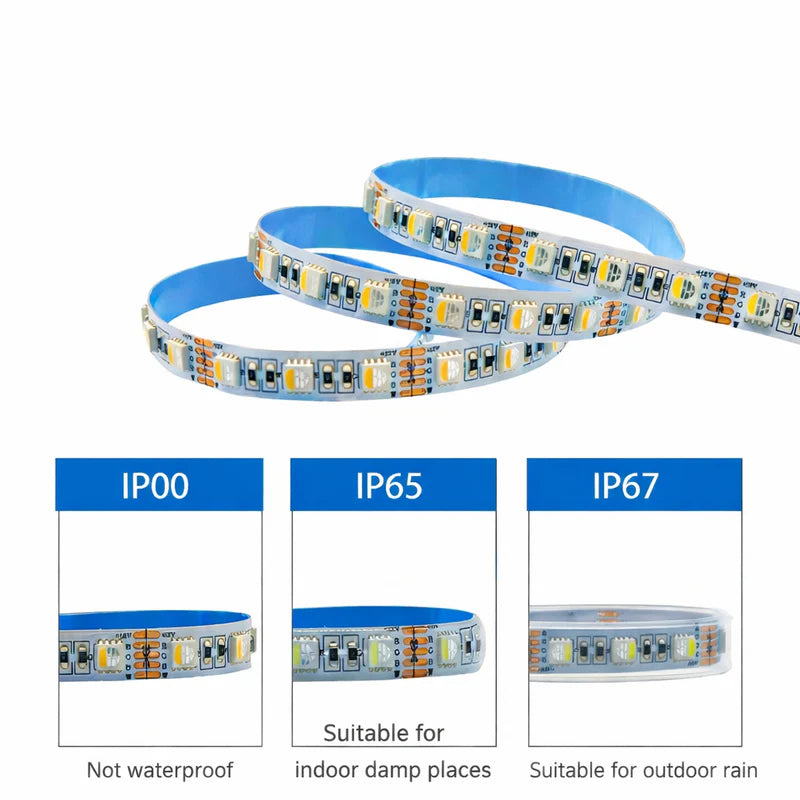LightingWill RGBW RGBWW LED Strip Light DC24V, 10mm PCB 4-in-1 SMD5050 72 LEDs/m, IP00 IP65 IP67 Flexible LED Light Strip for Cabinet Mirror Bedroom Kitchen, 5m 50m