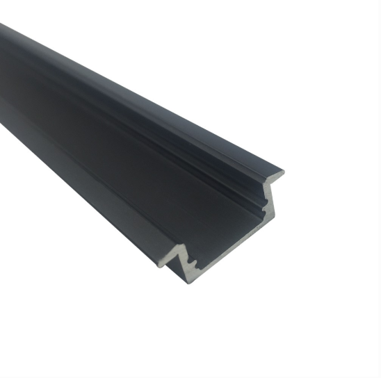 Schwarzes U01 9 x 23 mm U-förmiges Innenprofil, Breite 12 mm, LED-Aluminium-Kanalsystem mit Abdeckung, Endkappen und Befestigungsclips für die Installation von LED-Lichtstreifen
