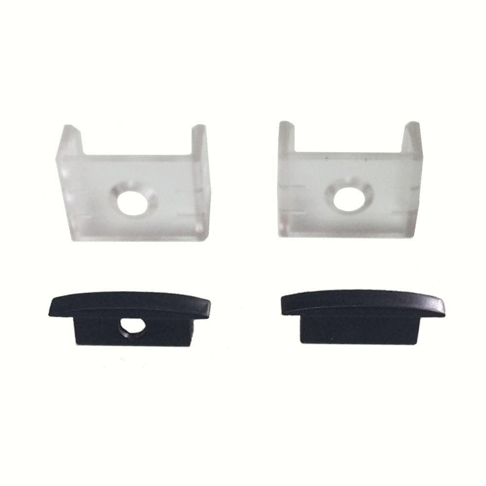 Schwarzes U01 9 x 23 mm U-förmiges Innenprofil, Breite 12 mm, LED-Aluminium-Kanalsystem mit Abdeckung, Endkappen und Befestigungsclips für die Installation von LED-Lichtstreifen