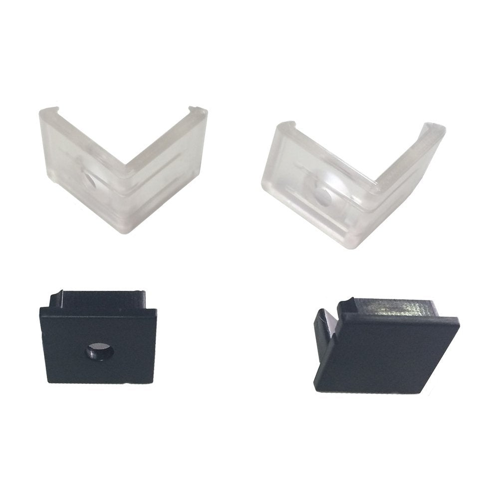 Schwarz V01 16x16mm V-förmige vertikale Winkelabdeckung Innenbreite 12mm Eckmontage LED-Aluminiumkanal mit Endkappen und Montageclips Aluminium-Extrusion