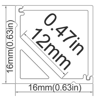 Schwarz V01 16x16mm V-förmige vertikale Winkelabdeckung Innenbreite 12mm Eckmontage LED-Aluminiumkanal mit Endkappen und Montageclips Aluminium-Extrusion