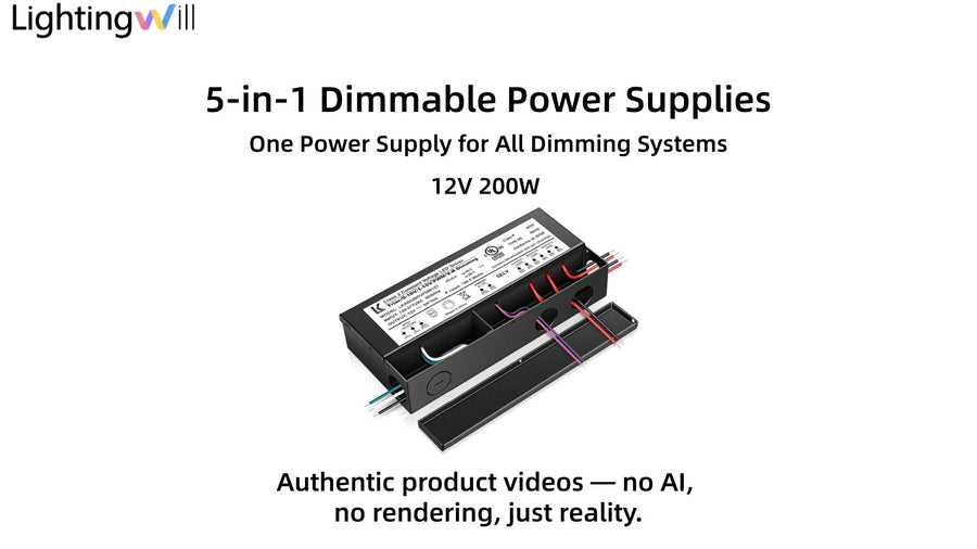 12V DC 5-in-1 Dimmable LED Power Supply Demo | 200W Waterproof LED Driver | LightingWill