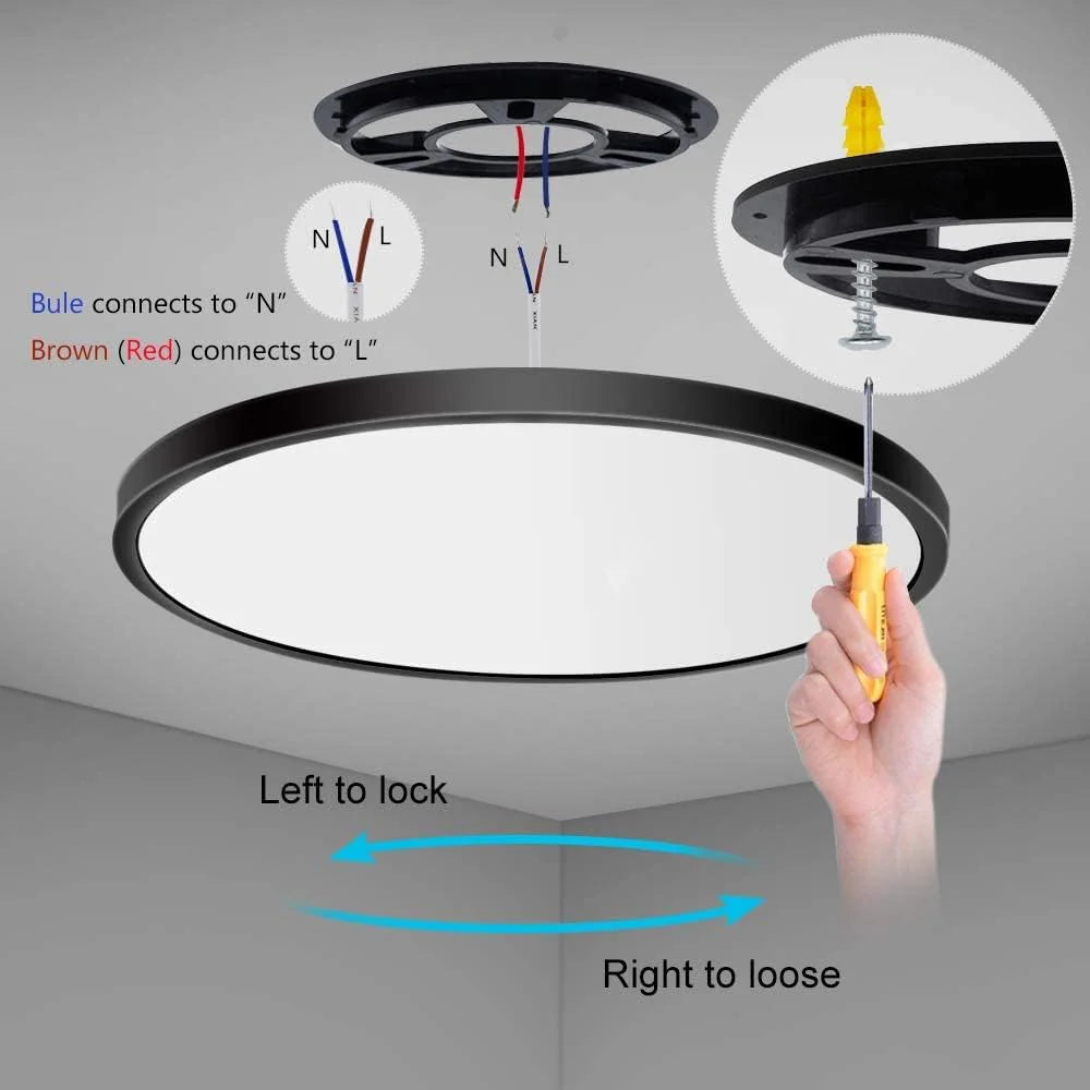 12 Inch 24W White / Black Round Ceiling Light – AC  220–240V | 3000K / 4500K / 5000K / 6500K | Flush Mount Ceiling Light for Modern Home Lighting | 1-Pack – Local Stock (UK)
